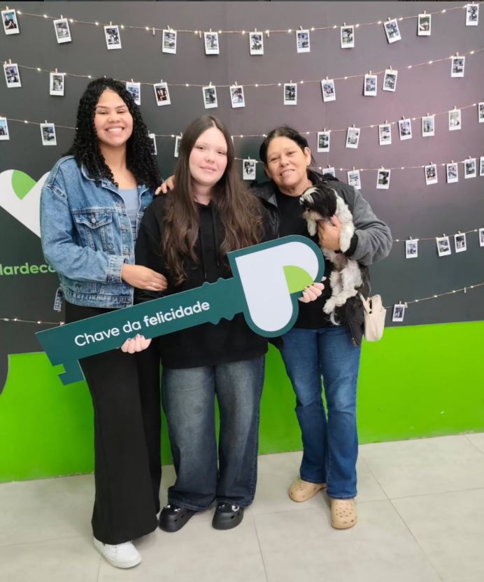 Cliente com a chave da felicidade